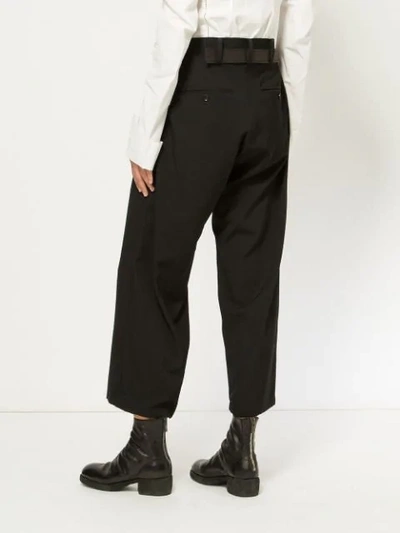 Shop Yohji Yamamoto Cropped Trousers - Black