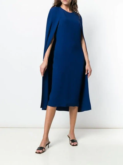 Shop Stella Mccartney Crepe Cape Dress In Blue