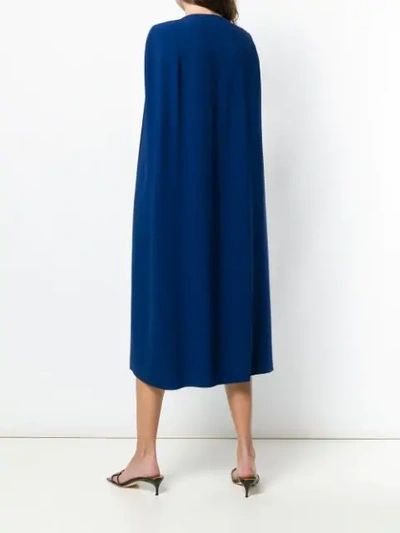 Shop Stella Mccartney Crepe Cape Dress In Blue