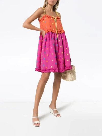 Shop All Things Mochi Nia Floral-embroidered Dress In Multicolour