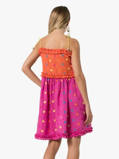 Shop All Things Mochi Nia Floral-embroidered Dress In Multicolour