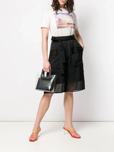 Shop Pinko Sheer Shorts In Black