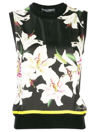 Shop Dolce & Gabbana Floral Print Knit In Black