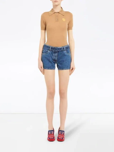 Shop Prada Denim Shorts In Blue