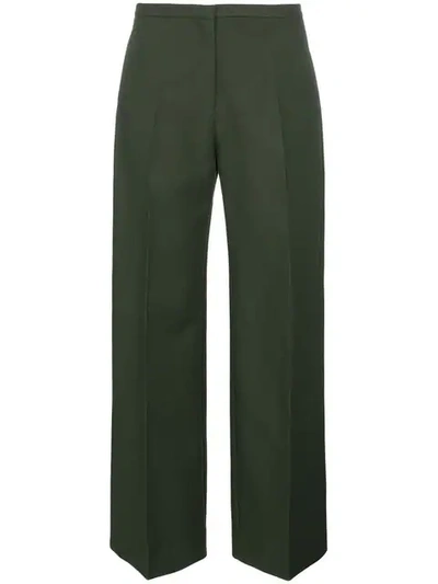 Shop Khaite Charlize Straight-leg Cotton Trousers In Green