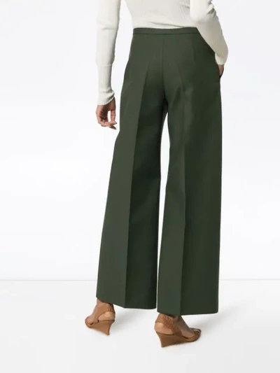 Shop Khaite Charlize Straight-leg Cotton Trousers In Green