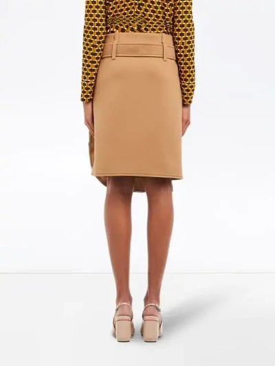 Shop Prada Technical Jersey Skirt With Ruffles In Neutrals