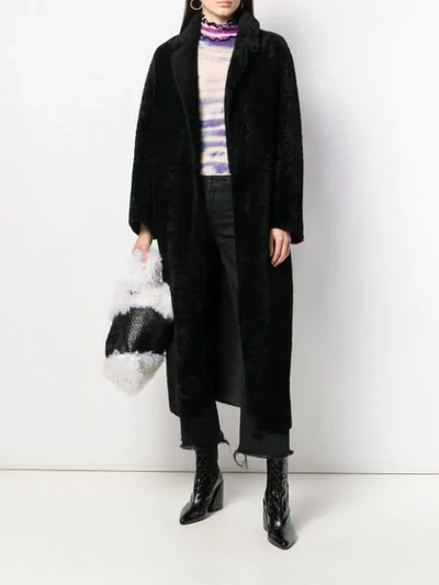 Shop Simonetta Ravizza Shearling Long Coat In Black