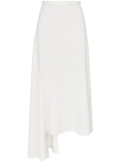 Shop House Of Holland X The Woolmark Company High-waisted Asymmetric Merino Wool Midi Skirt In White