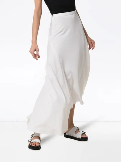 Shop House Of Holland X The Woolmark Company High-waisted Asymmetric Merino Wool Midi Skirt In White