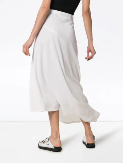 Shop House Of Holland X The Woolmark Company High-waisted Asymmetric Merino Wool Midi Skirt In White