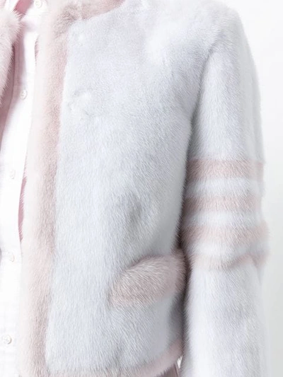 Shop Thom Browne Mink Fur Cardigan Jacket - White