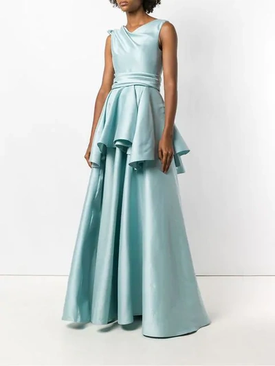 Shop Talbot Runhof Lamé Evening Dress In Blue