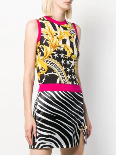 Shop Versace Baroque Print Vest In Black