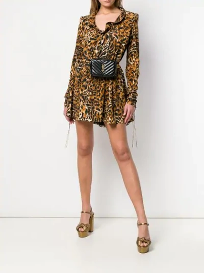 Shop Saint Laurent Leopard Print Silk Dress In Brown