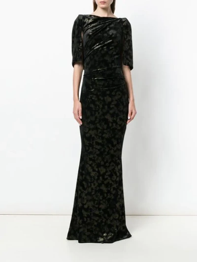 Shop Talbot Runhof Long Velvet Dress In Black