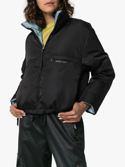 Shop Prada Zip-up Puffer Jacket In Black