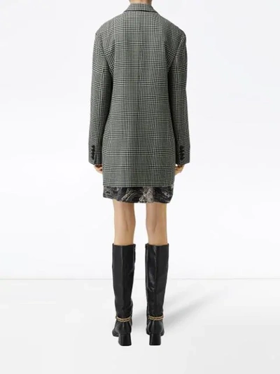 Shop Burberry Prince Of Wales Check Wool Oversized Jacket In Green