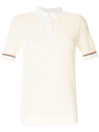 Shop Tory Burch Mesh Knitted Polo In White