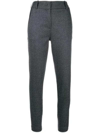 Shop Pinko Cropped Slim Trousers In Grey
