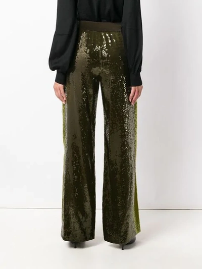 Shop Alberta Ferretti Sequin Embellished Track Pants In Green