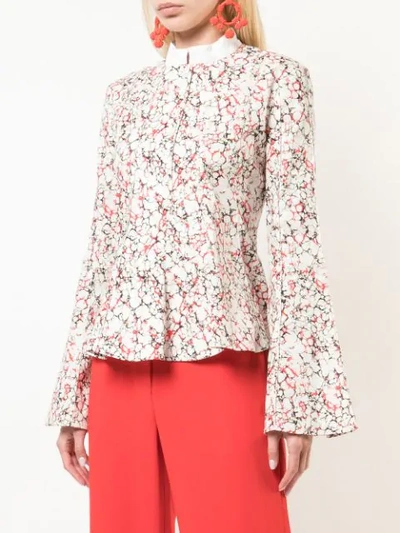 Shop Rosie Assoulin Printed Peplum Shirt In White