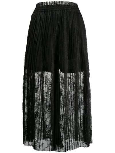 Shop Mm6 Maison Margiela Pleated Lace Maxi Skirt In Black