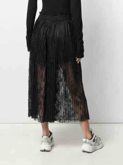 Shop Mm6 Maison Margiela Pleated Lace Maxi Skirt In Black