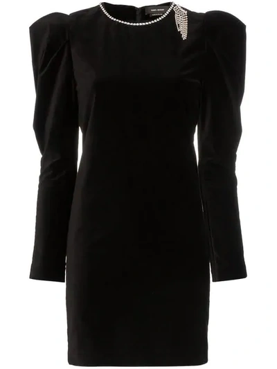 Shop Isabel Marant Ziane Diamanté Detail Mini Dress In Black
