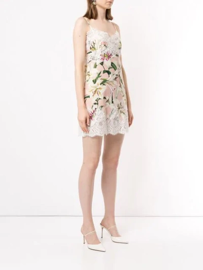 Shop Dolce & Gabbana Lily Print Slip Dress In Pink