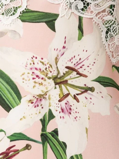 Shop Dolce & Gabbana Lily Print Slip Dress In Pink