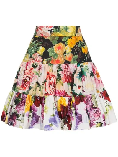 Shop Dolce & Gabbana Floral Mini Skirt In Green ,red