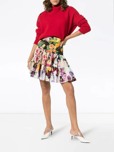 Shop Dolce & Gabbana Floral Mini Skirt In Green ,red