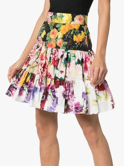 Shop Dolce & Gabbana Floral Mini Skirt In Green ,red