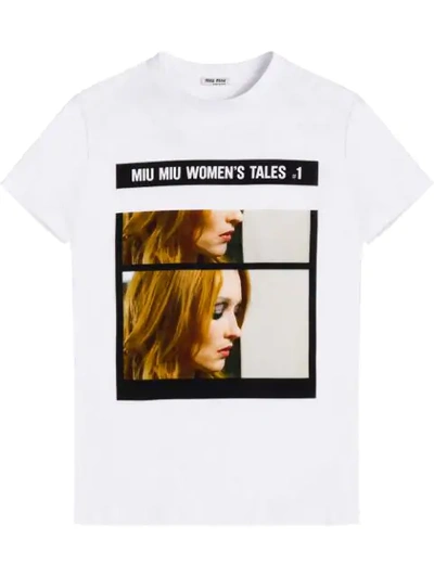 Shop Miu Miu Tales Jersey T In White