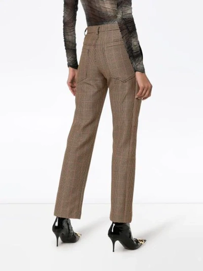 Shop Delada Check Straight-leg Trousers In Brown