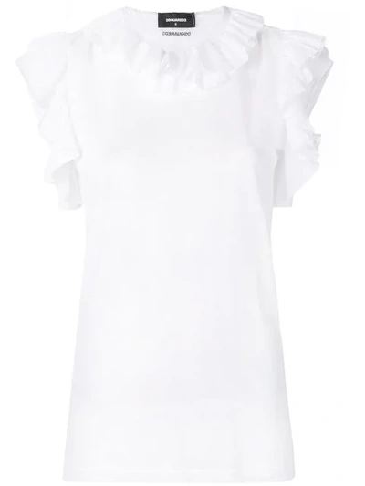 Shop Dsquared2 Sleeveless Ruffled Top In White