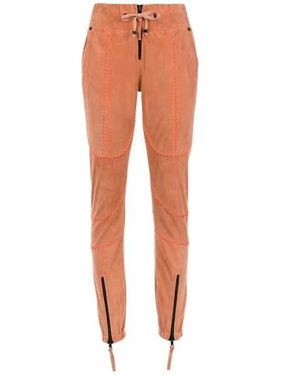 ANDREA BOGOSIAN LEATHER SKINNY TROUSERS - 中性色