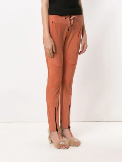 Shop Andrea Bogosian Leather Skinny Trousers In Neutrals