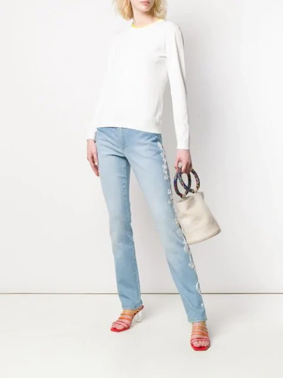 Shop Escada Scalloped Neck Knit Top In White