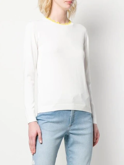 Shop Escada Scalloped Neck Knit Top In White