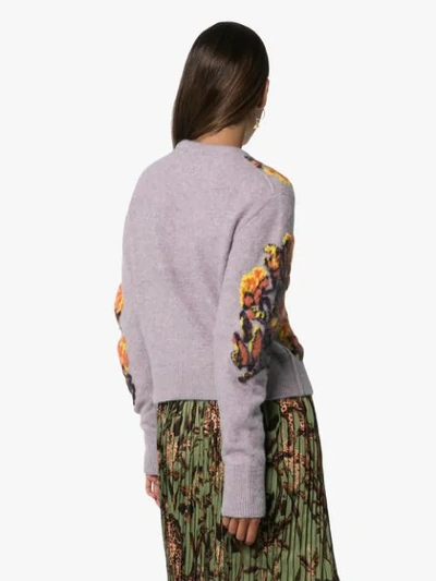 Shop Chloé Floral Intarsia Sweater In Purple