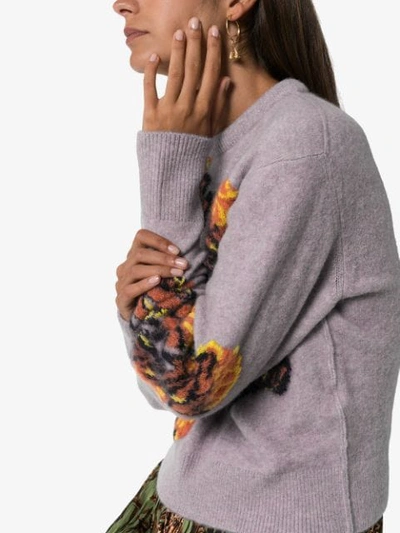 Shop Chloé Floral Intarsia Sweater In Purple