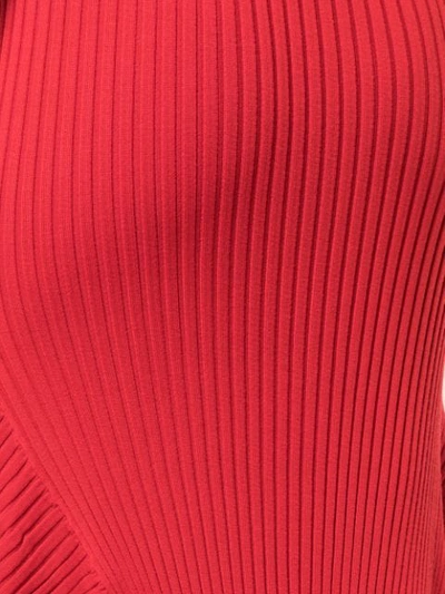 Shop Stella Mccartney Rib Knit Asymmetric Maxi Skirt In Red