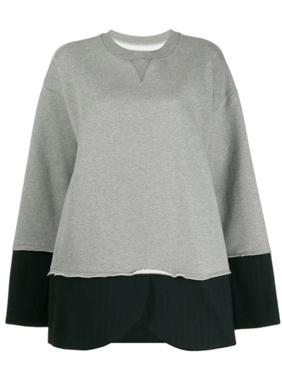 Shop Mm6 Maison Margiela Hybrid Sweatshirt Pinstripe Blazer In Grey