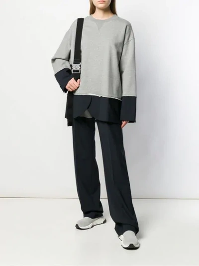 Shop Mm6 Maison Margiela Hybrid Sweatshirt Pinstripe Blazer In Grey