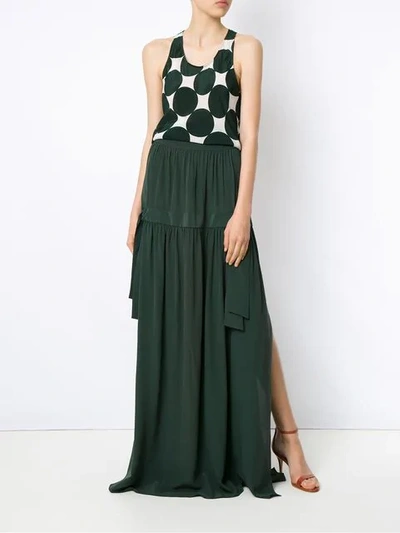 Shop Adriana Degreas Silk Maxi Skirt In Green