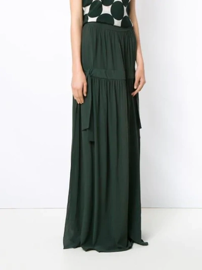 Shop Adriana Degreas Silk Maxi Skirt In Green