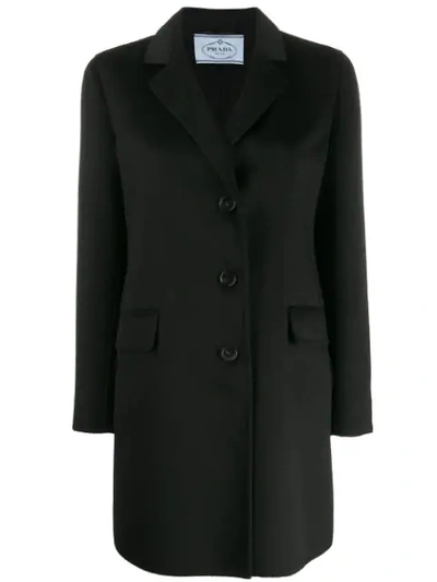 Shop Prada Classic Single Breasted Coat In Black