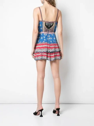 Shop Alice And Olivia Shay Printed Romper In Blue